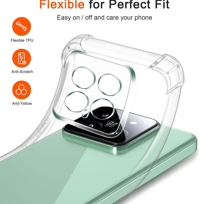 Husa Xiaomi 14 Pro Techsuit Shockproof Clear Silicone, transparenta