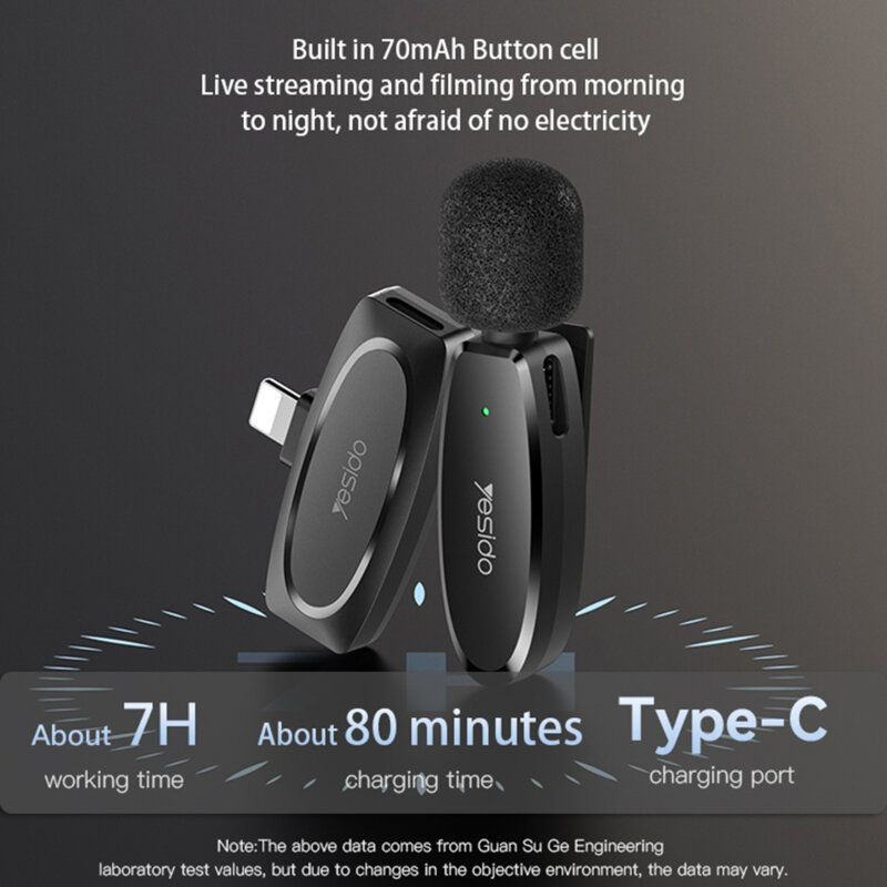 [Pachet 2x] Microfon tip lavariera wireless Yesido KR15, negru