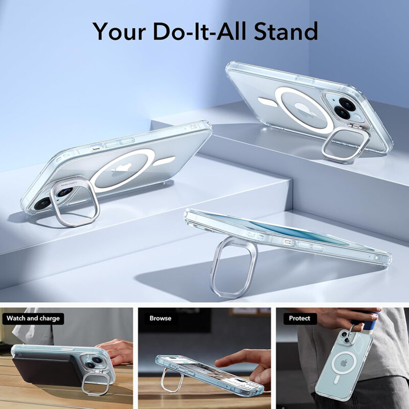 Husa iPhone 15 Plus ESR Classic Hybrid HaloLock Kickstand, bleu