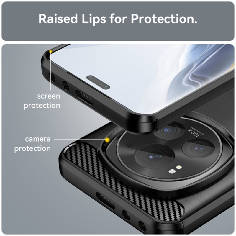 Husa Honor Magic6 Pro Techsuit Carbon Silicone, negru