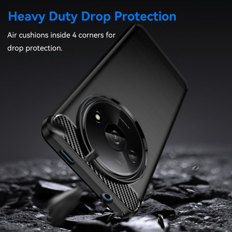 Husa Xiaomi Redmi A3 Techsuit Carbon Silicone, negru