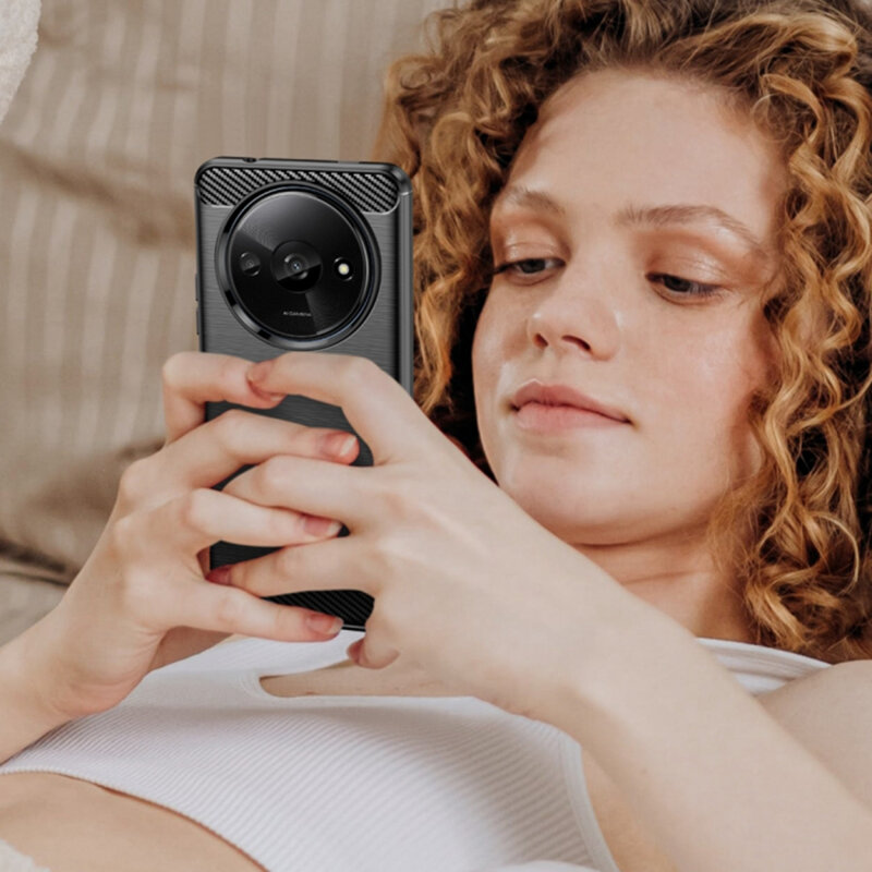 Husa Xiaomi Redmi A3 Techsuit Carbon Silicone, negru