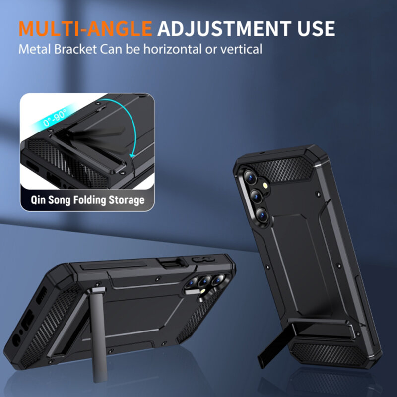 Husa antisoc Samsung Galaxy S24 Techsuit Hybrid Armor Kickstand, negru