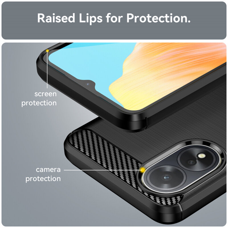 Husa Oppo A18 Techsuit Carbon Silicone, negru