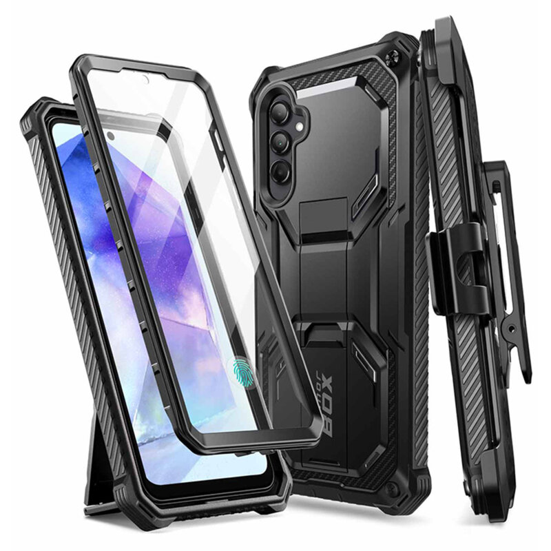 [Pachet 360°] Husa + folie Samsung Galaxy A55 5G I-Blason Armorbox, negru