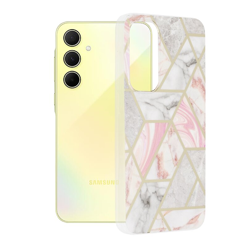 Husa Samsung Galaxy A35 5G Techsuit Marble, Pink Hex