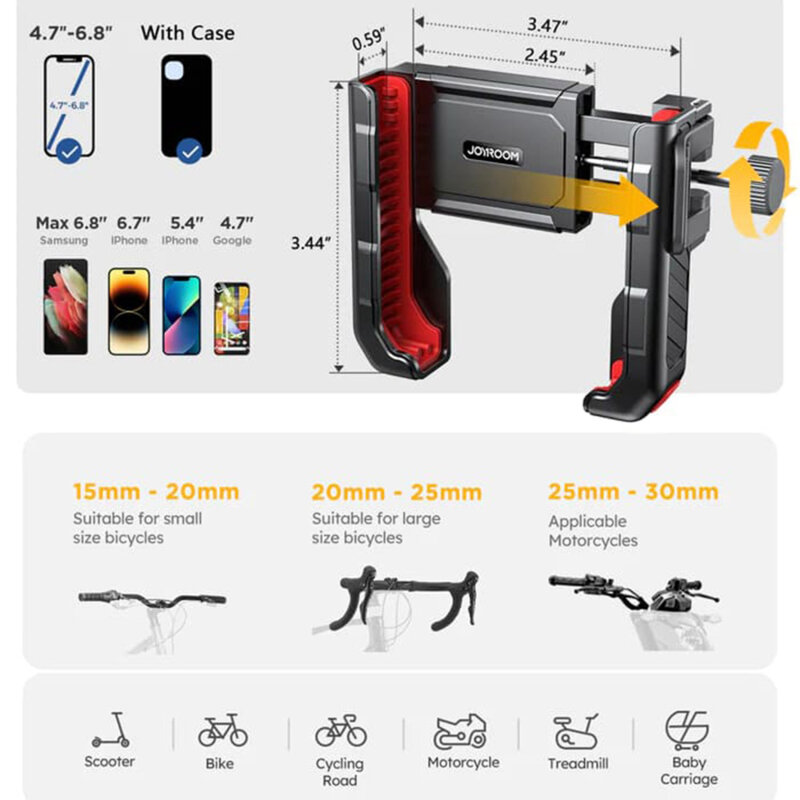 Suport de telefon pentru bicicleta JoyRoom, negru, JR-ZS266