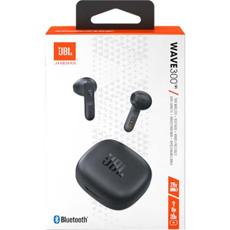 Casti originale Bluetooth cu microfon TWS JBL Wave 300, negru