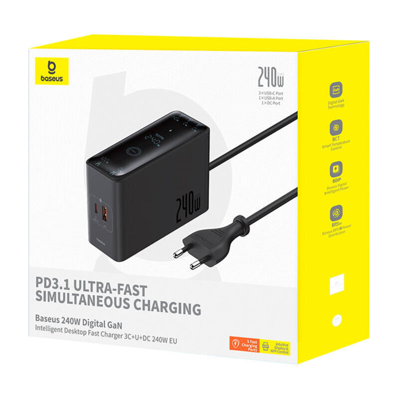 Statie incarcare wireless, USB, Type-C, DC 240W Baseus, P10163901113-00