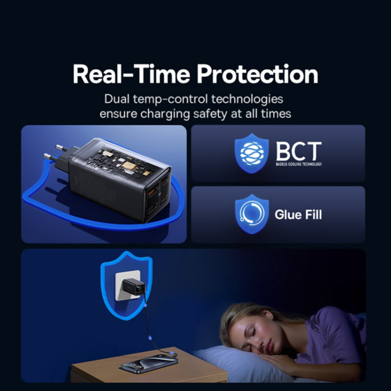 Incarcator GaN6 USB, Type-C + cablu Type-C Baseus, 100W, P10162705112-00