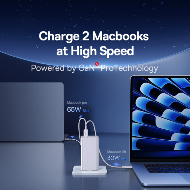 Incarcator GaN6 USB, Type-C + cablu Type-C Baseus, 100W, P10162705212-00