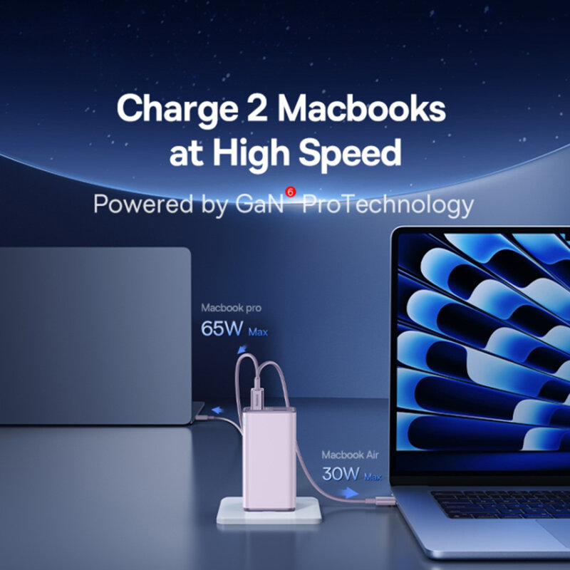 Incarcator GaN6 USB, Type-C + cablu Type-C Baseus, 100W, P10162705532-00