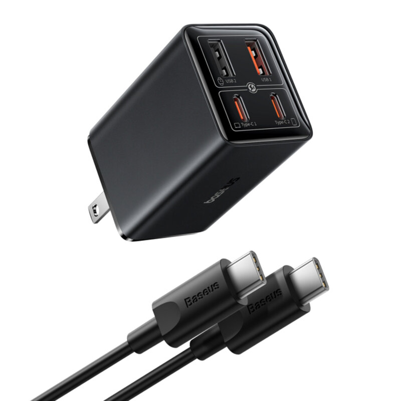 Incarcator priza US GaN6 USB, Type-C + cablu Type-C Baseus, 65W, P10162702113-00