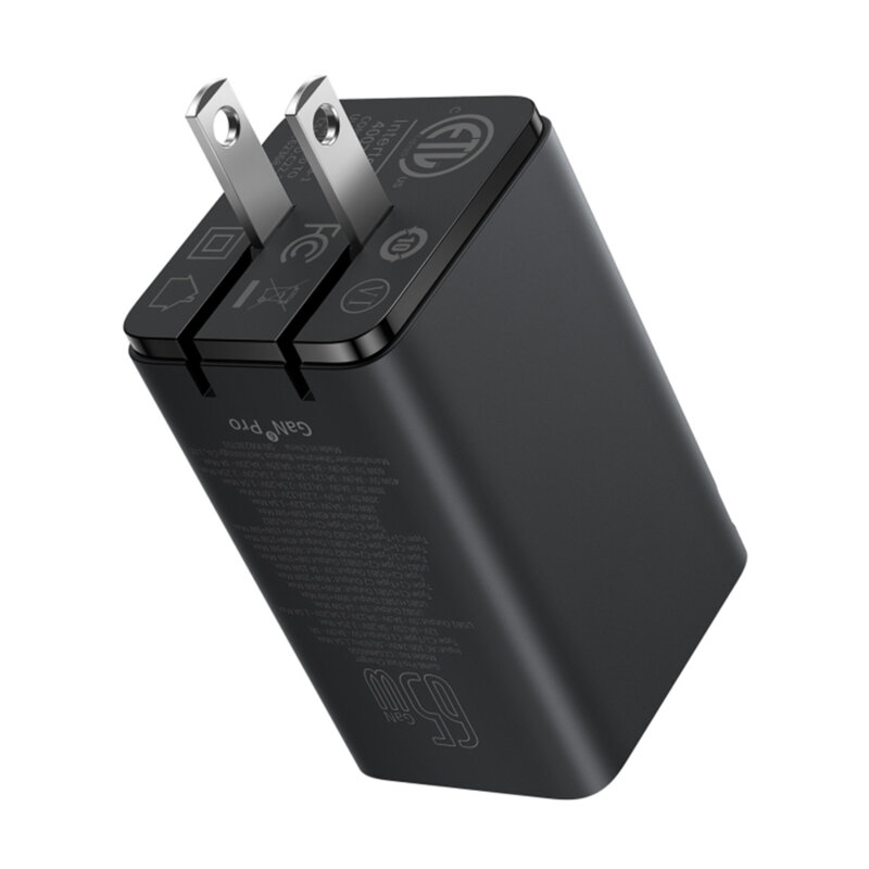 Incarcator priza US GaN6 USB, Type-C + cablu Type-C Baseus, 65W, P10162702113-00