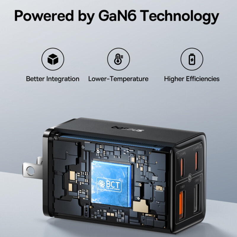 Incarcator priza US GaN6 USB, Type-C + cablu Type-C Baseus, 65W, P10162702113-00