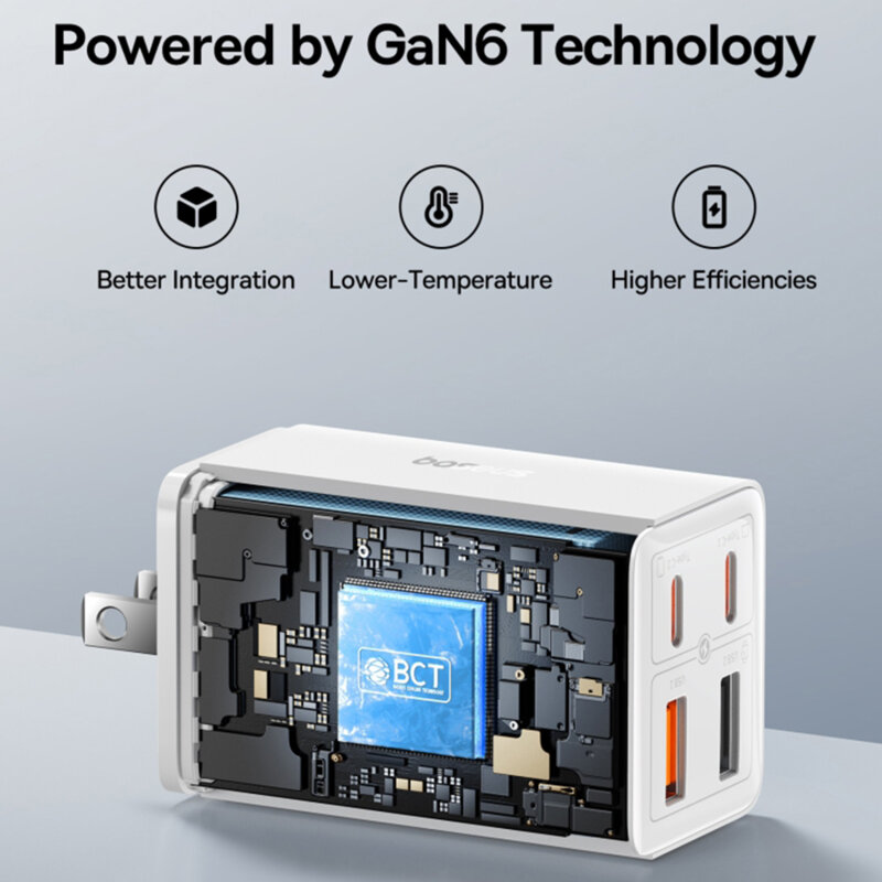 Incarcator priza US 65W GaN6 USB, Type-C + cablu Type-C Baseus, P10162702213-00
