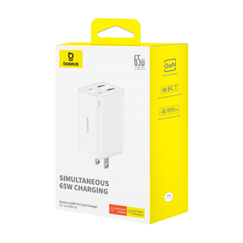 Incarcator priza US 65W GaN6 USB, Type-C + cablu Type-C Baseus, P10162702213-00