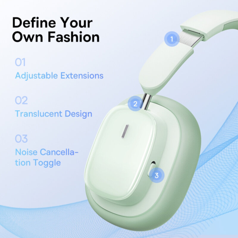 Casti Bluetooth 5.3 Noise-Cancellation Baseus Bowie H1i, verde