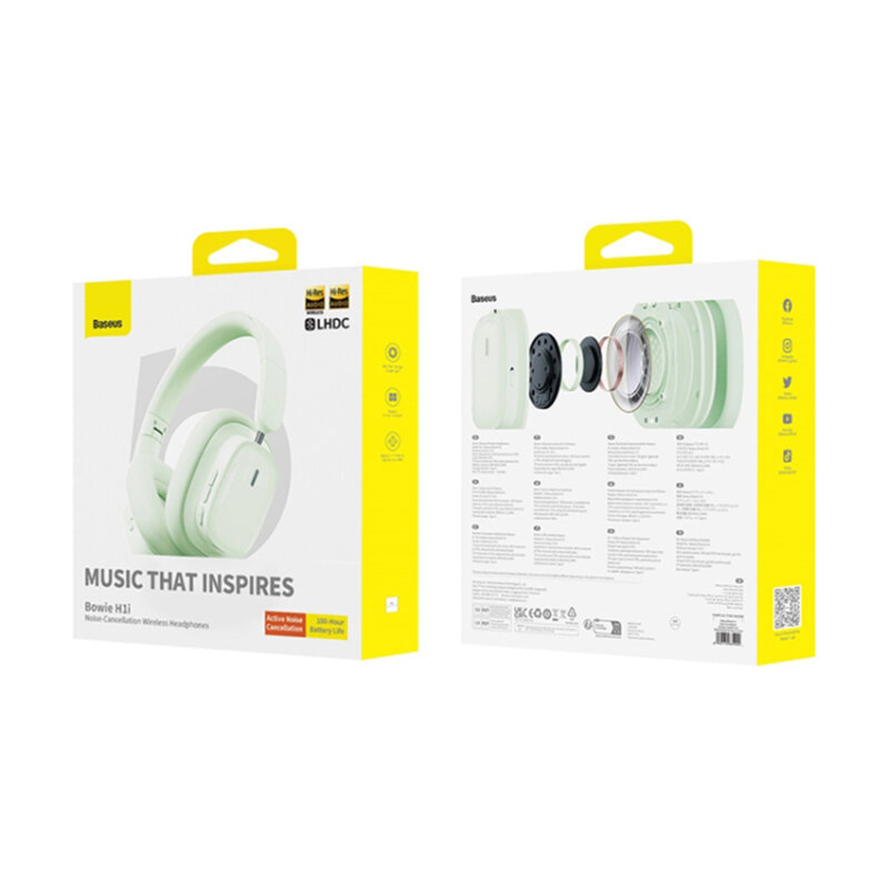 Casti Bluetooth 5.3 Noise-Cancellation Baseus Bowie H1i, verde