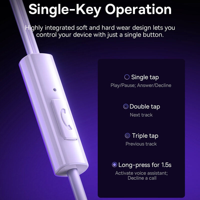 Casti audio in-ear cu fir Type-C Baseus Encok CZ11, alb