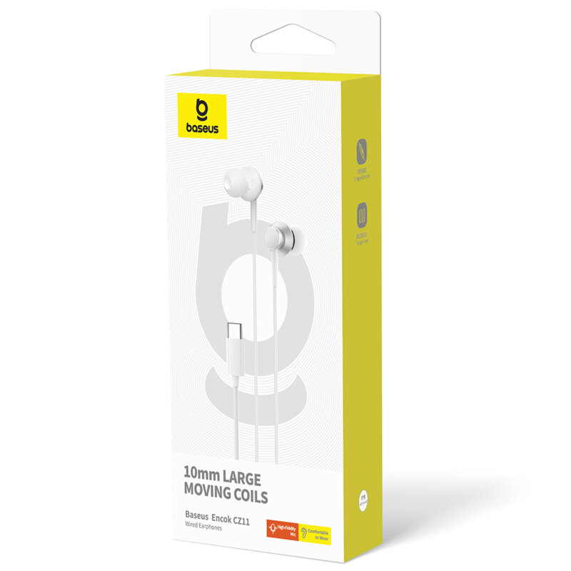 Casti audio in-ear cu fir Type-C Baseus Encok CZ11, alb