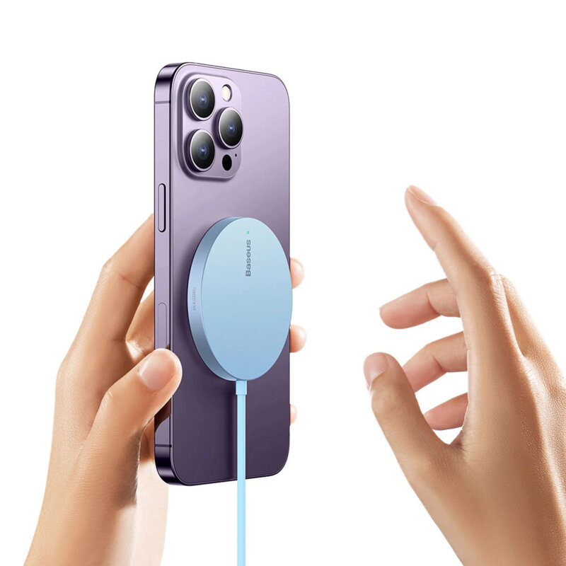 Incarcator wireless magnetic 15W Baseus Mini 3, bleu