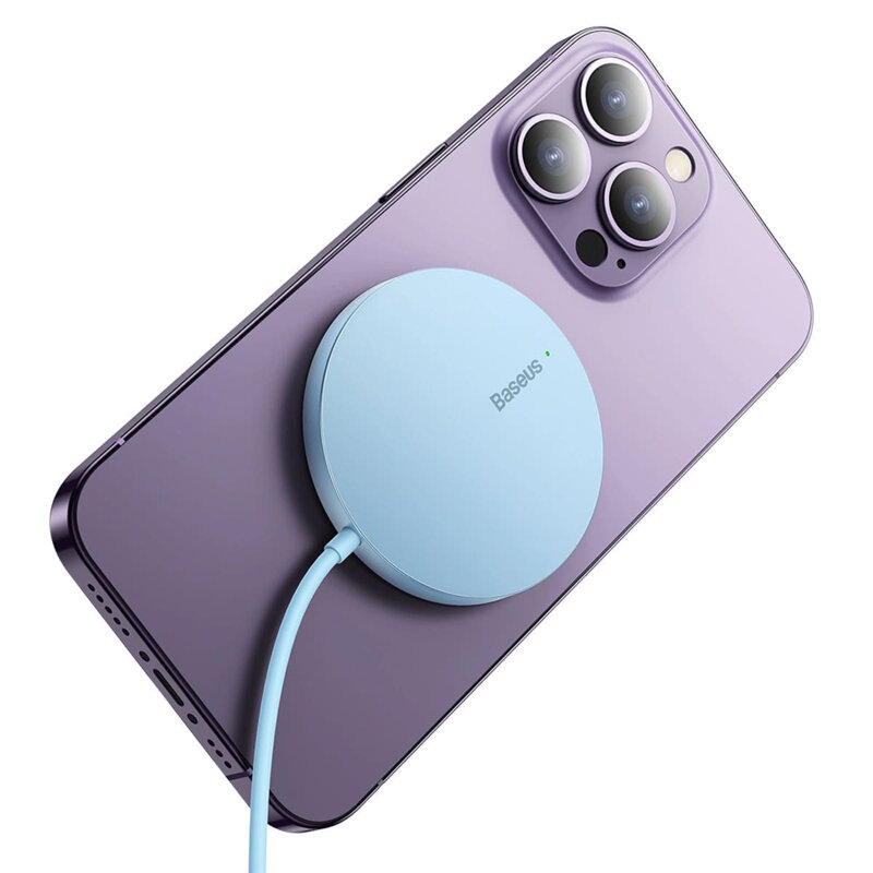 Incarcator wireless magnetic 15W Baseus Mini 3, bleu