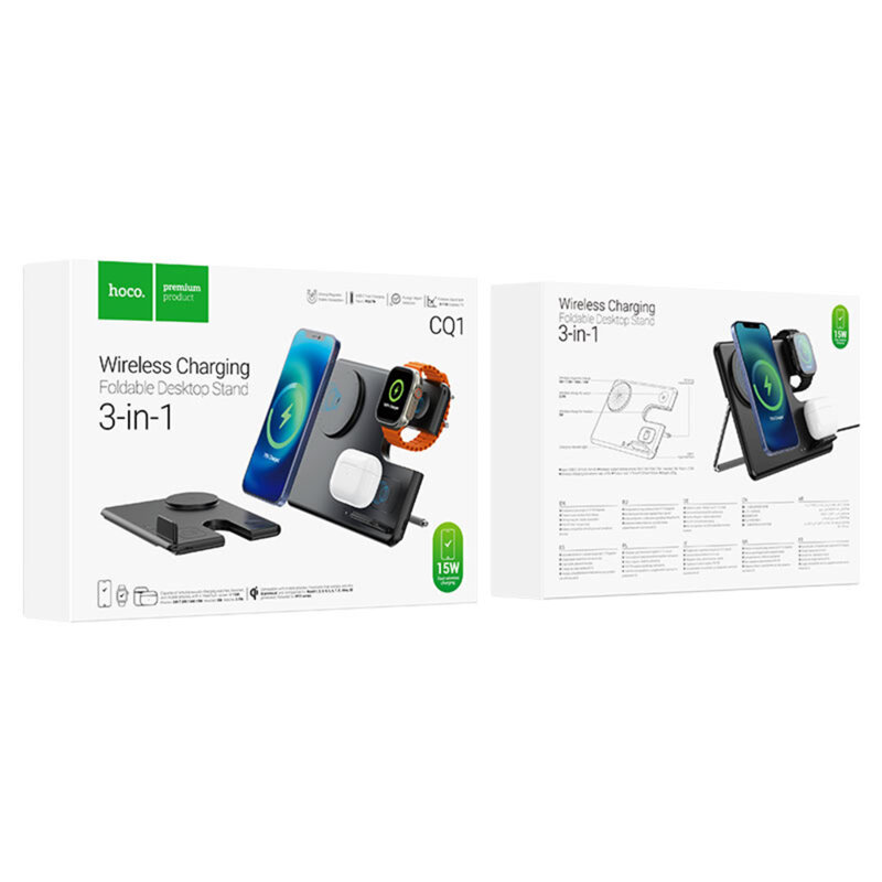 Statie incarcare wireless pentru Apple Hoco CQ1, 15W, negru