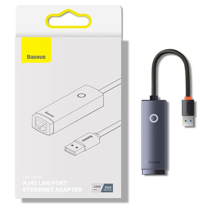 Adaptor Internet RJ45 la USB LAN 1000Mbps, Baseus, WKQX000113