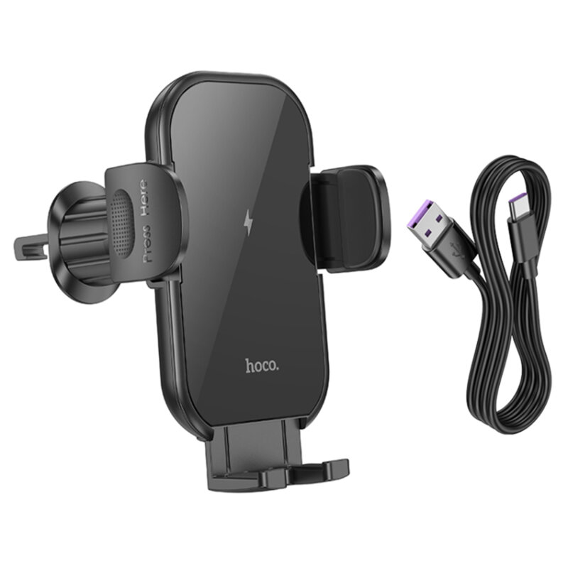 Suport telefon auto cu incarcare wireless Hoco HW4, 15W