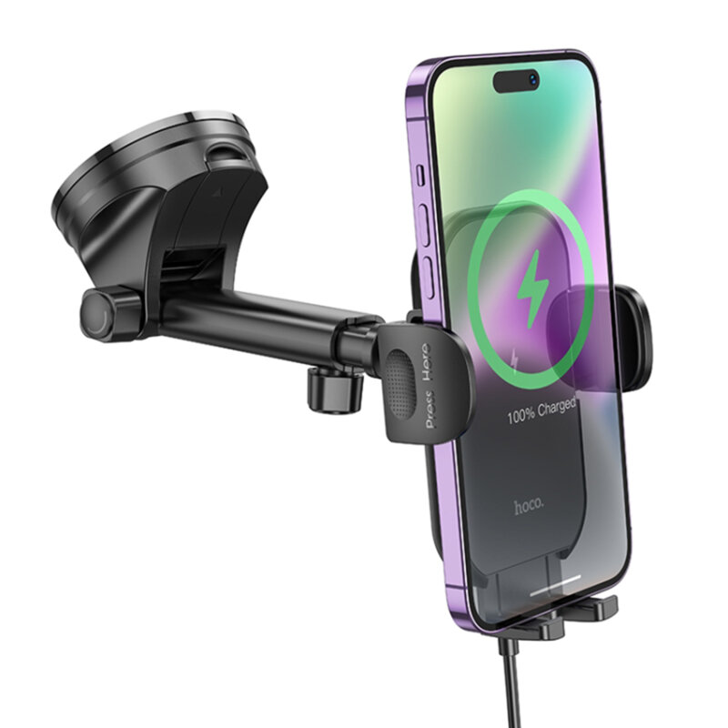 Suport telefon auto cu incarcare wireless Hoco HW5, 15W