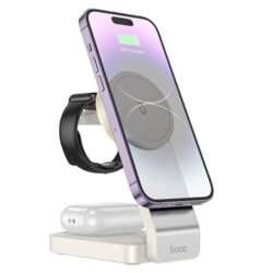 Statie incarcare MagSafe Hoco CQ3, iPhone, iWatch, AirPods, alb