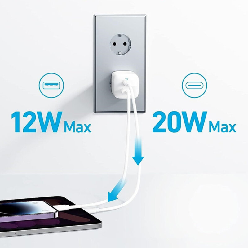 Incarcator priza 33W, Type-C, USB Anker 323, alb