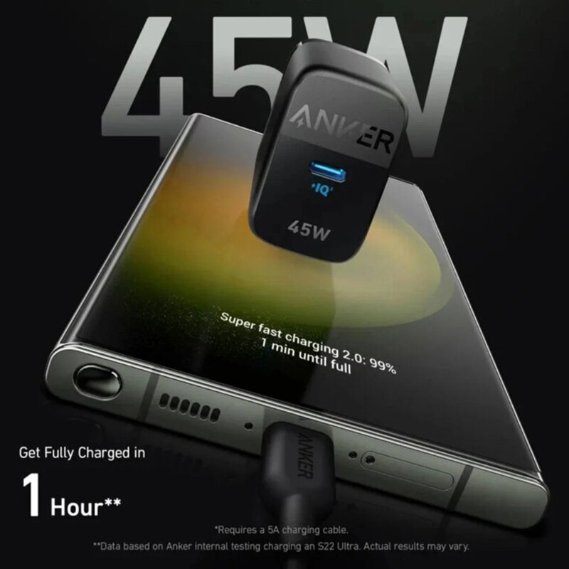 Incarcator priza Fast Charging Type-C 45W Anker 313, negru