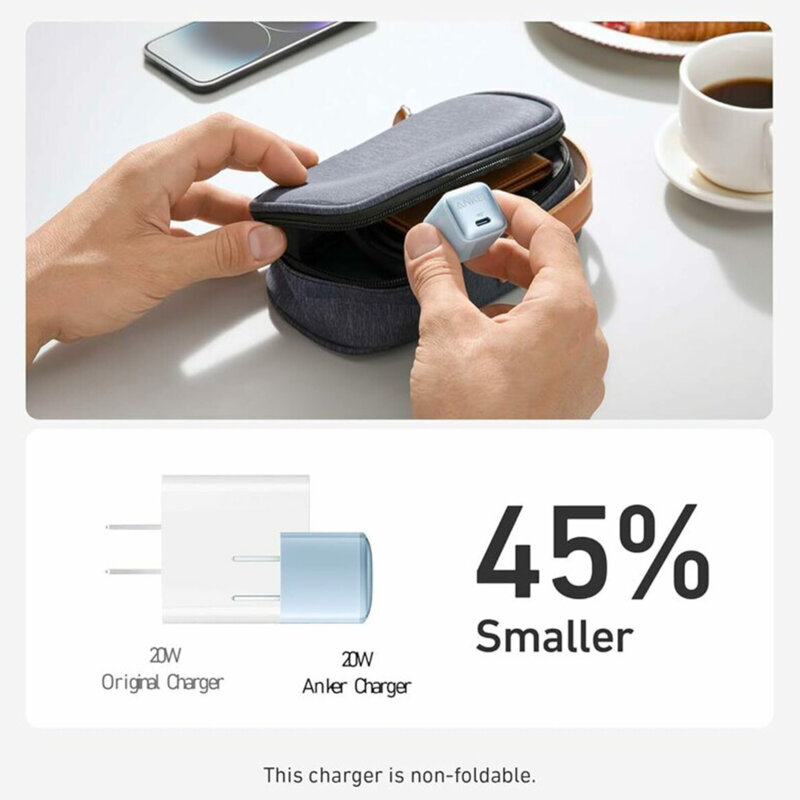 Incarcator priza Type-C, 20W, PowerIQ Anker 512, Nano 3, alb