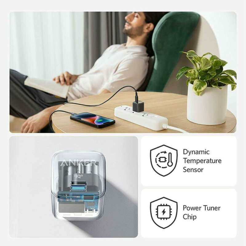 Incarcator priza Type-C, 20W, PowerIQ Anker 512, Nano 3, alb