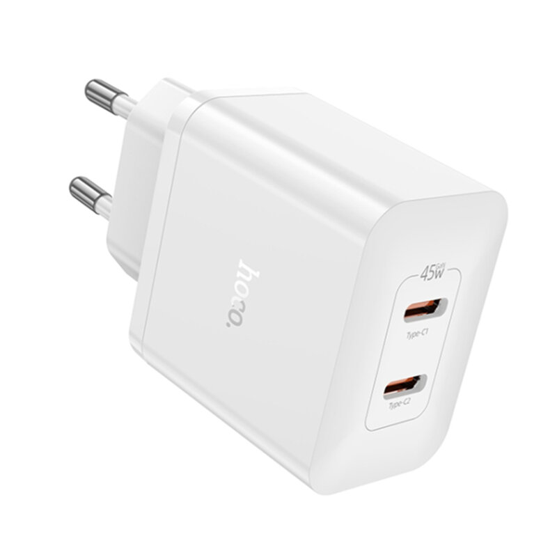 Incarcator priza Fast Charger USB-C PD45W Hoco N35, alb