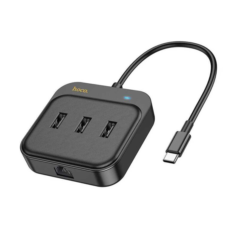 Adaptor Ethernet RJ45 USB-C Hoco HB35, 0.2m, negru