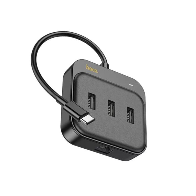 Adaptor Ethernet RJ45 USB-C Hoco HB35, 0.2m, negru