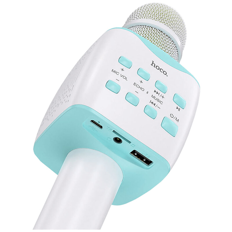 Microfon portabil wireless karaoke Hoco BK5, 5W, albastru