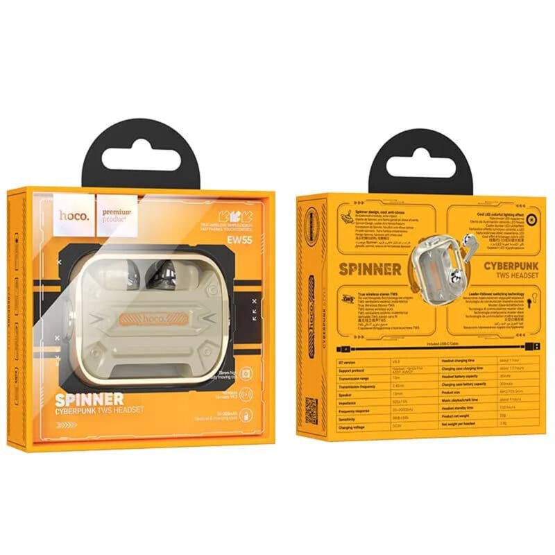 Casti gaming Bluetooth TWS cu microfon Hoco EW55, auriu