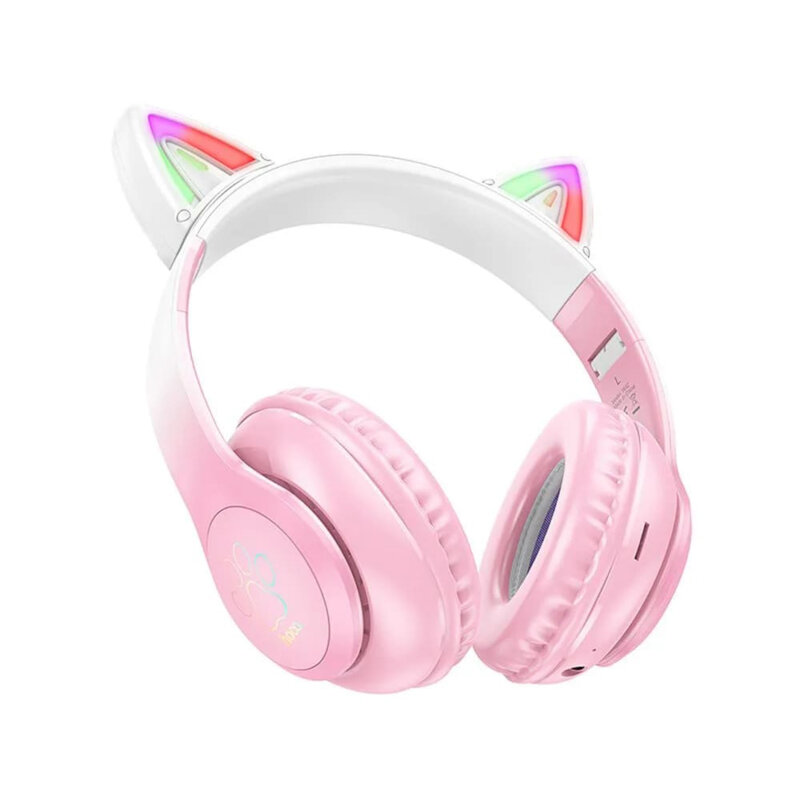 Casti cu urechi pisica Bluetooth pentru copii Hoco W42, roz