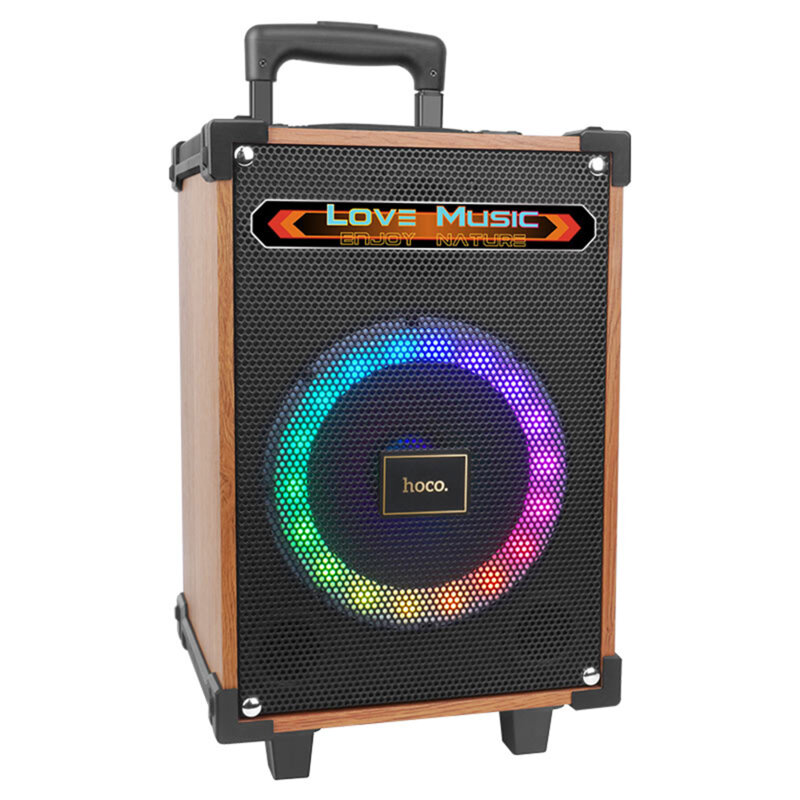 Boxa karaoke cu 2 microfoane Hoco HA2, cu lumini RGB, TWS