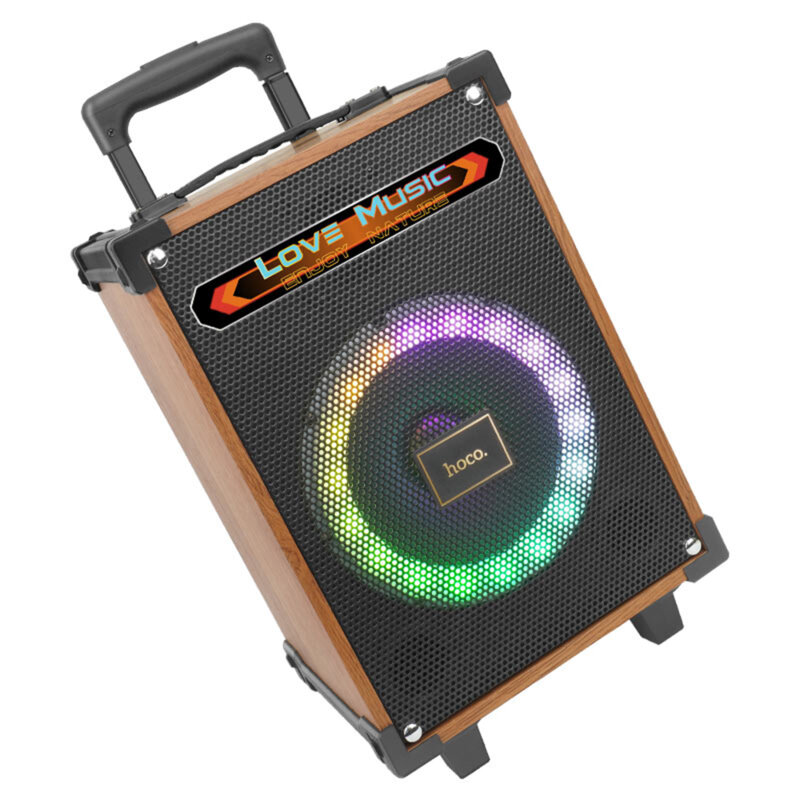 Boxa karaoke cu 2 microfoane Hoco HA2, cu lumini RGB, TWS