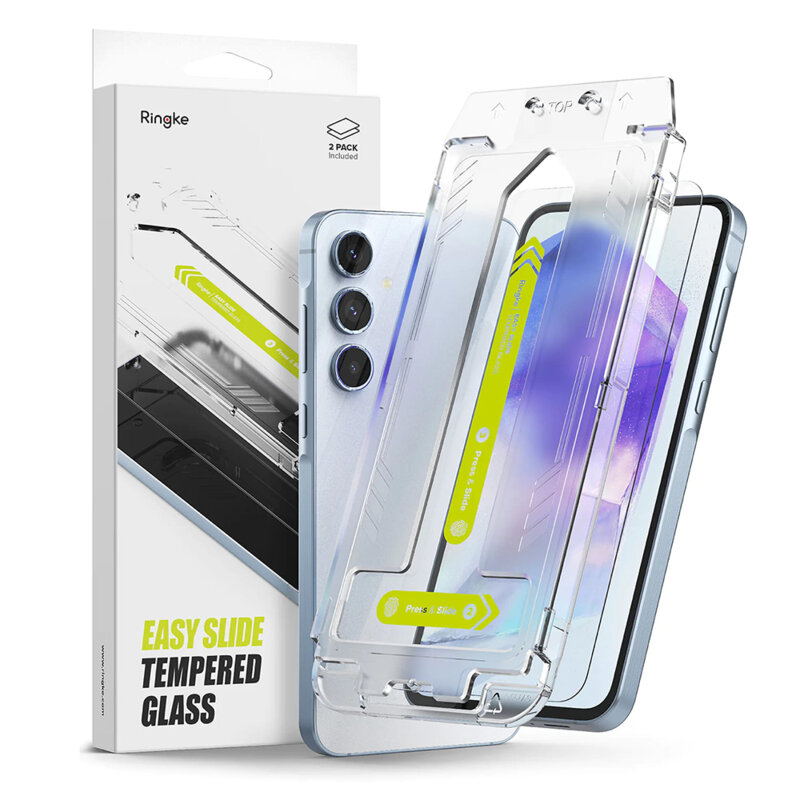 [Pachet 2x] Folie sticla Samsung Galaxy A55 5G Ringke Easy Slide Tempered Glass, transparenta