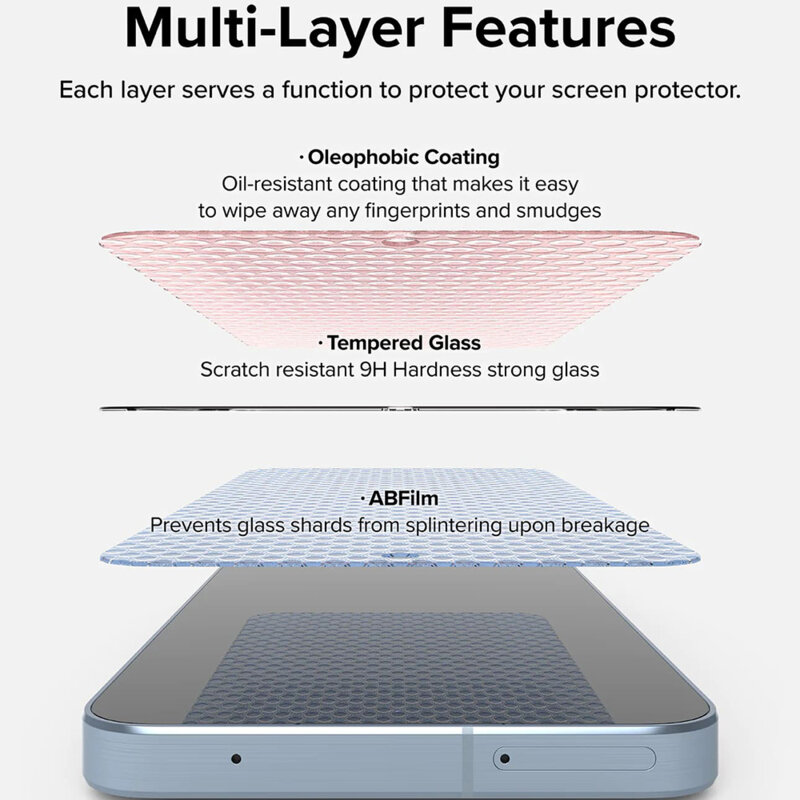 [Pachet 2x] Folie sticla Samsung Galaxy A55 5G Ringke Easy Slide Tempered Glass, transparenta