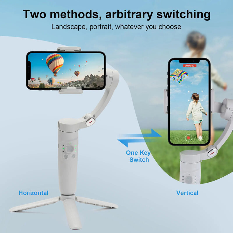 Gimbal telefon cu face tracking si trepied Techsuit M1, gri