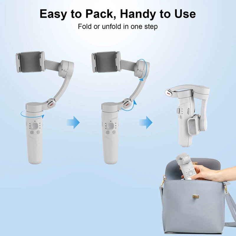 Gimbal telefon cu face tracking si trepied Techsuit M1, gri