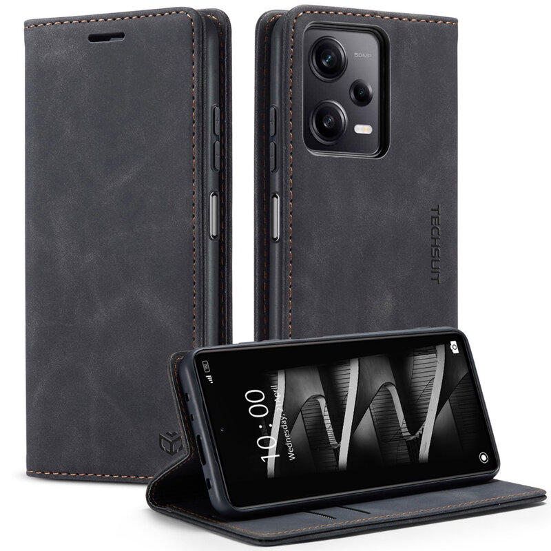 Husa piele Xiaomi Redmi Note 9S Techsuit Confy Cover, negru