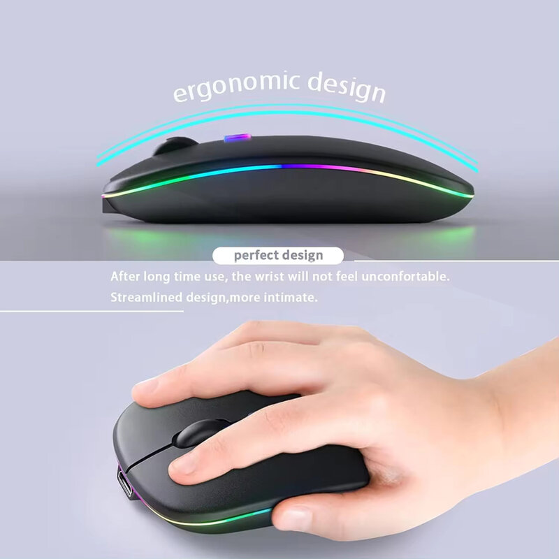 Mouse gaming RGB wireless silentios + cablu incarcare Techsuit M1